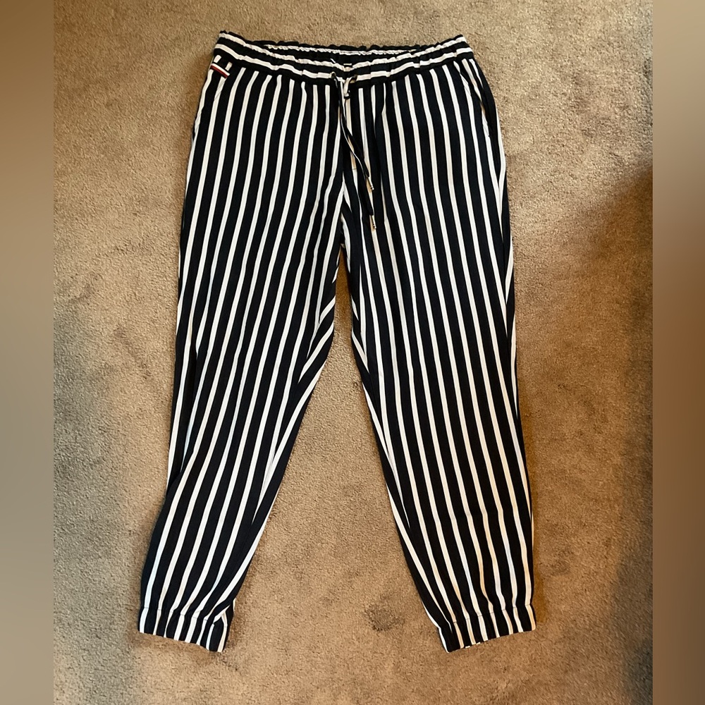 Tommy Hilfiger Navy and White Striped Joggers